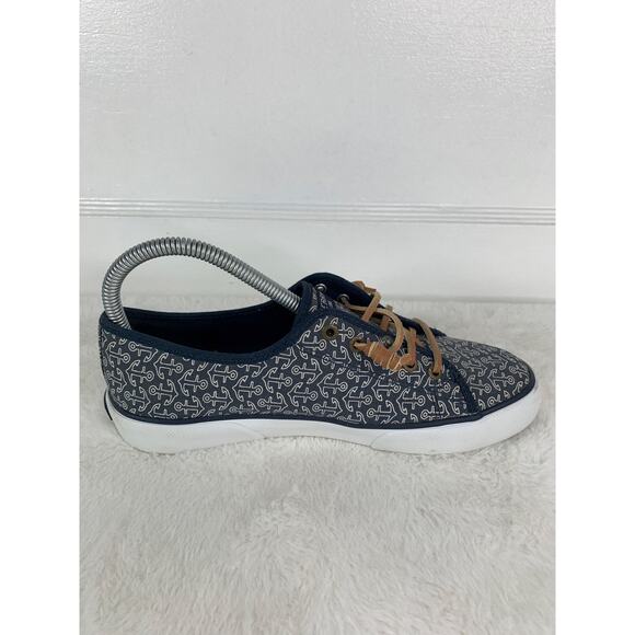 Sperry Women’s Size 7.5M Nautical Anchors Comfort Sneakers Blue Fabric - Picture 5 of 10